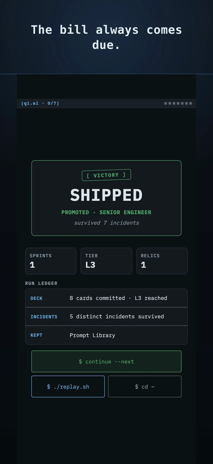 The end-of-run performance grade screen